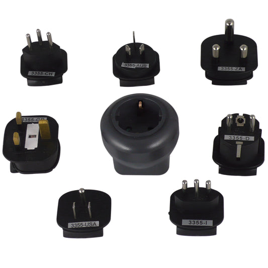 REV Ritter Reisestecker Set Universal, 7 Steckereinsätze&1 Schutzkontakt-Dose