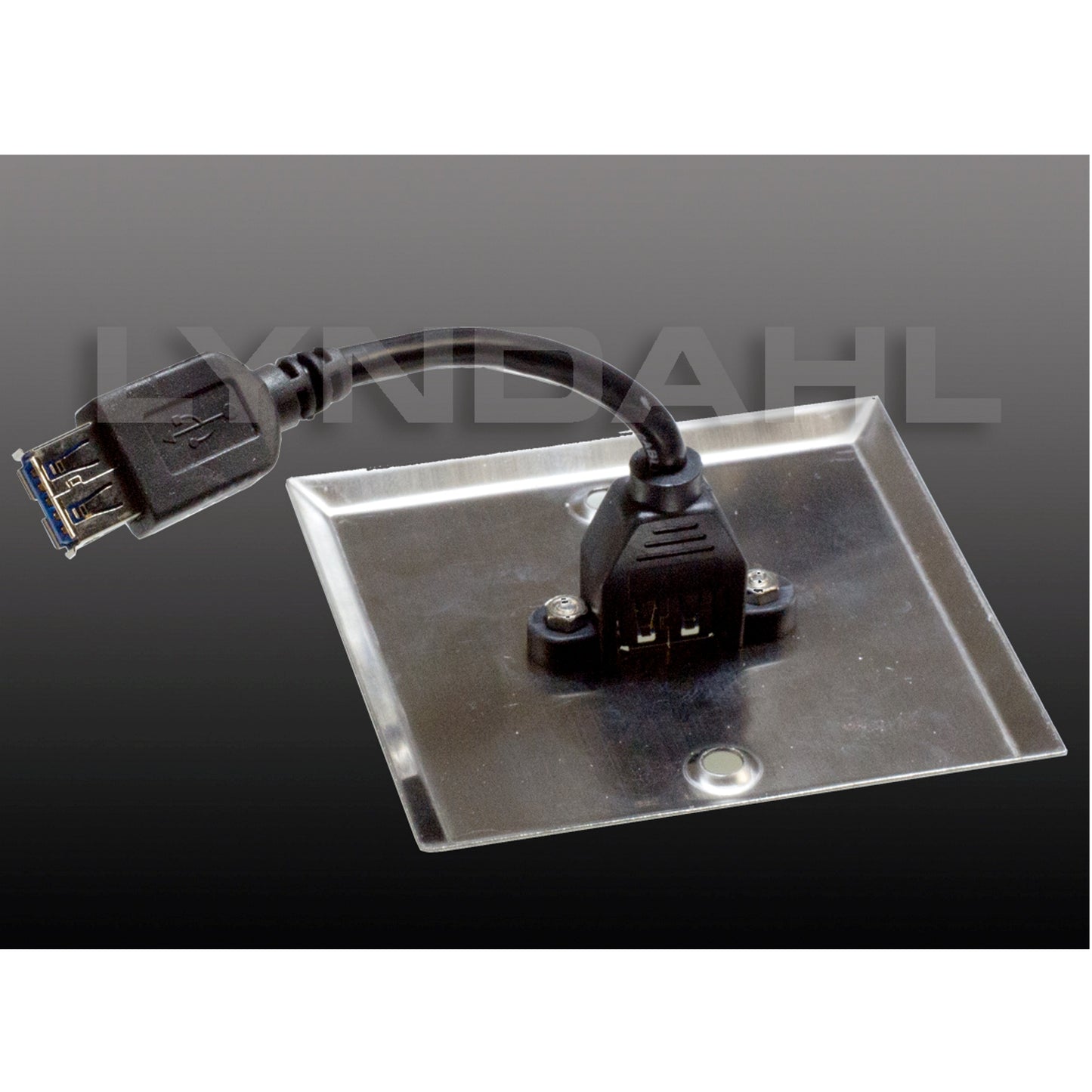 Lyndahl LK2038 Edelstahlblende USB 3.0 mit montierter Kabelpeitsche, 10cm