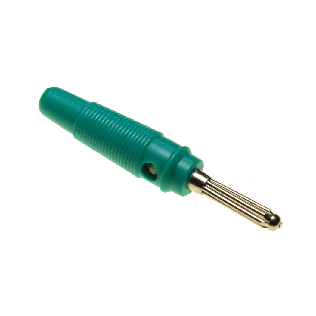 Laborstecker mit Gummi - Isolation schraubbar Grün