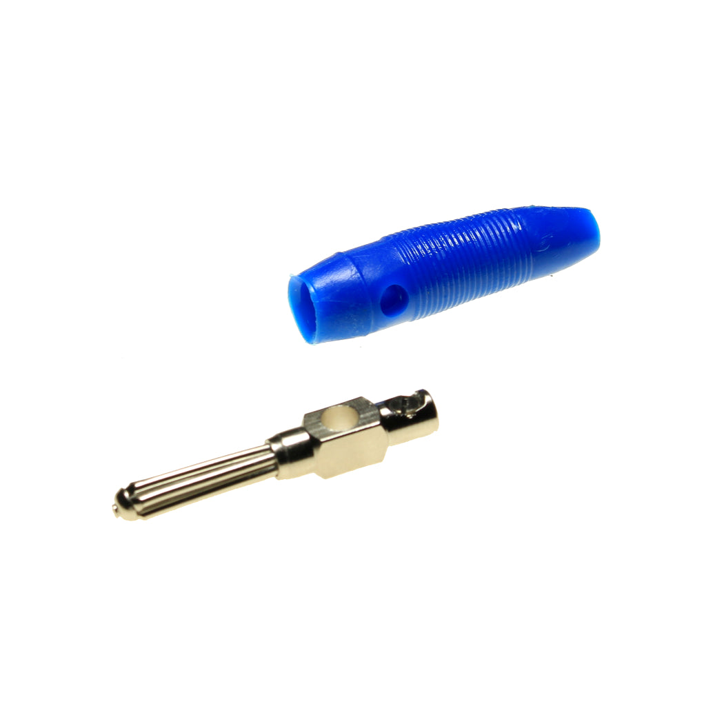 Laborstecker mit Gummi - Isolation schraubbar Blau