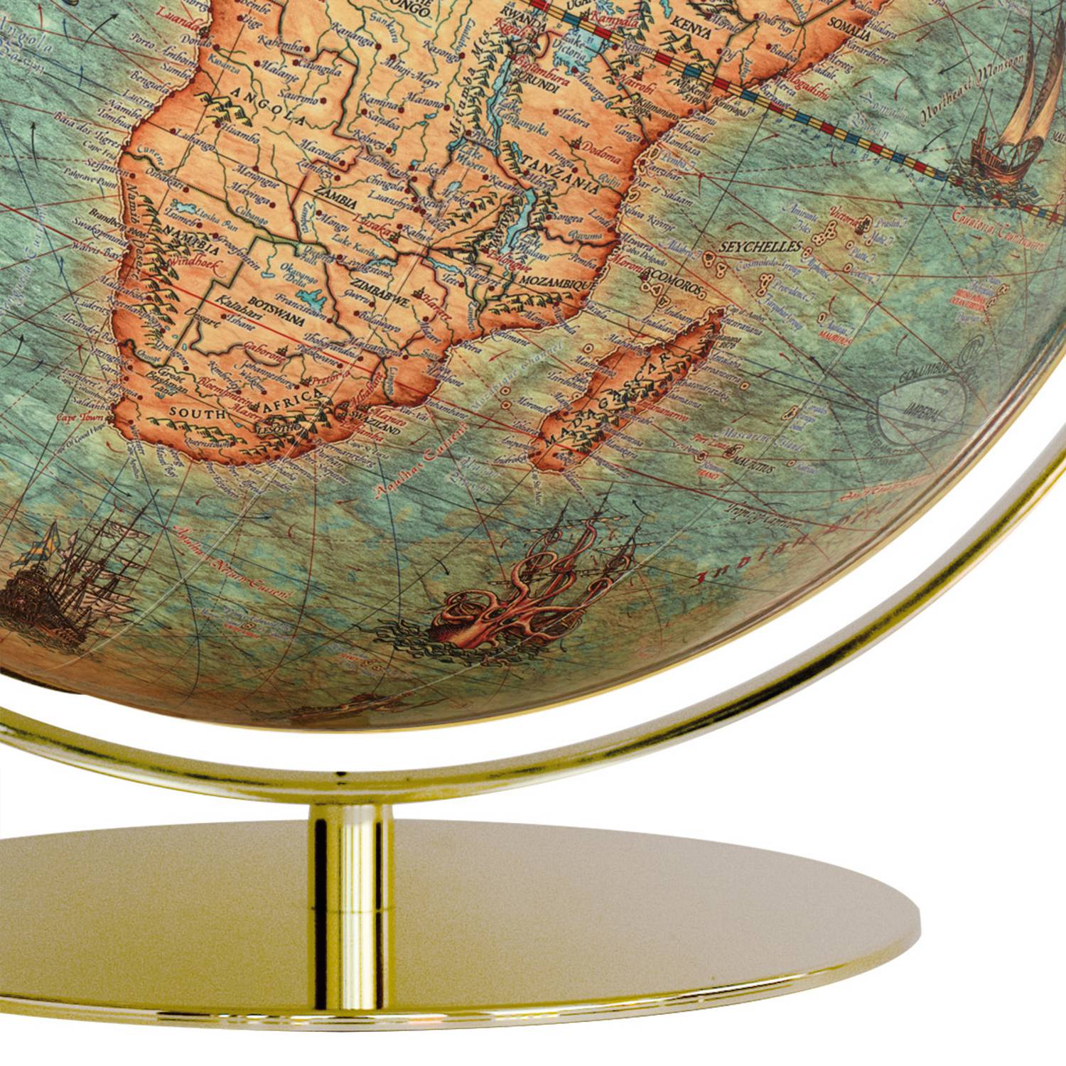 Columbus Imperial Desk Globe, 400 mm, Illuminated Globe, with Historical Map