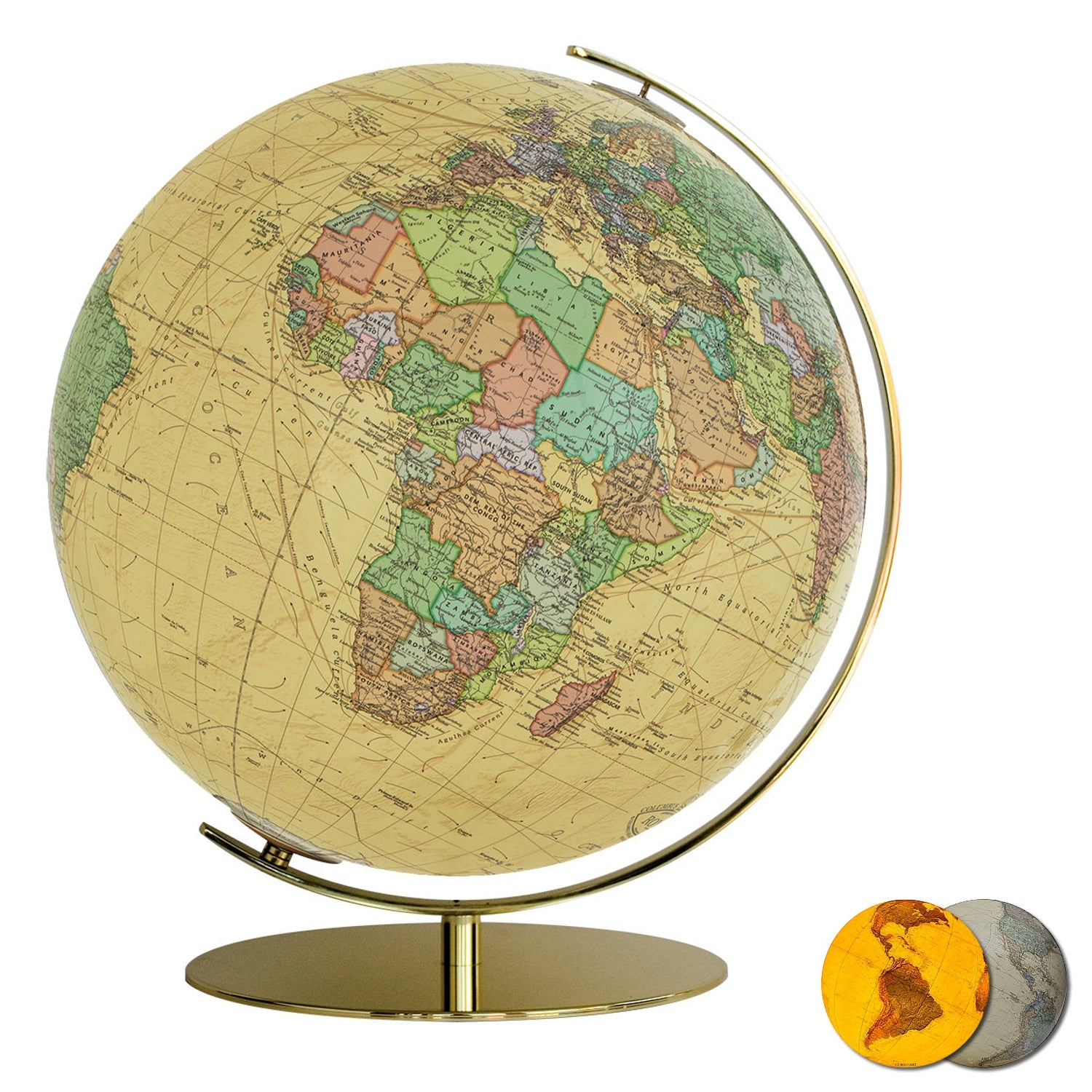 Columbus Royal Leuchtglobus 34 cm aus Kristallglas mit Messing