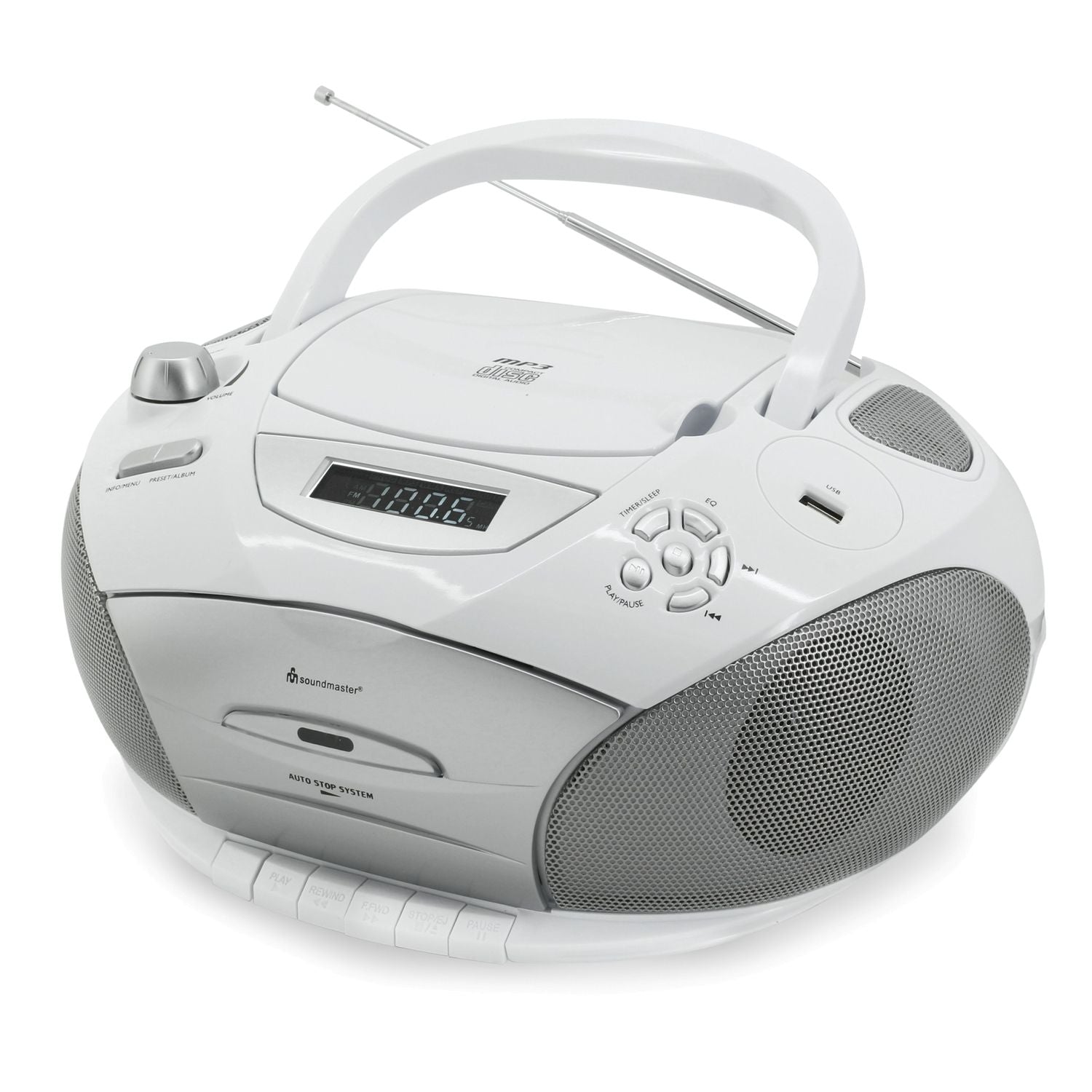 B-GRADE - Soundmaster SCD5950WE Radio, CD/MP3, Cassette Player, 4 Speakers, White
