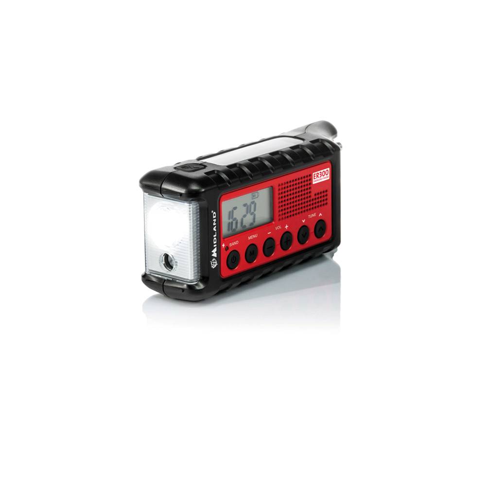 MIDLAND ER300 Outdoor-Radio mit Handkurbel, Solarmodul und Lampe
