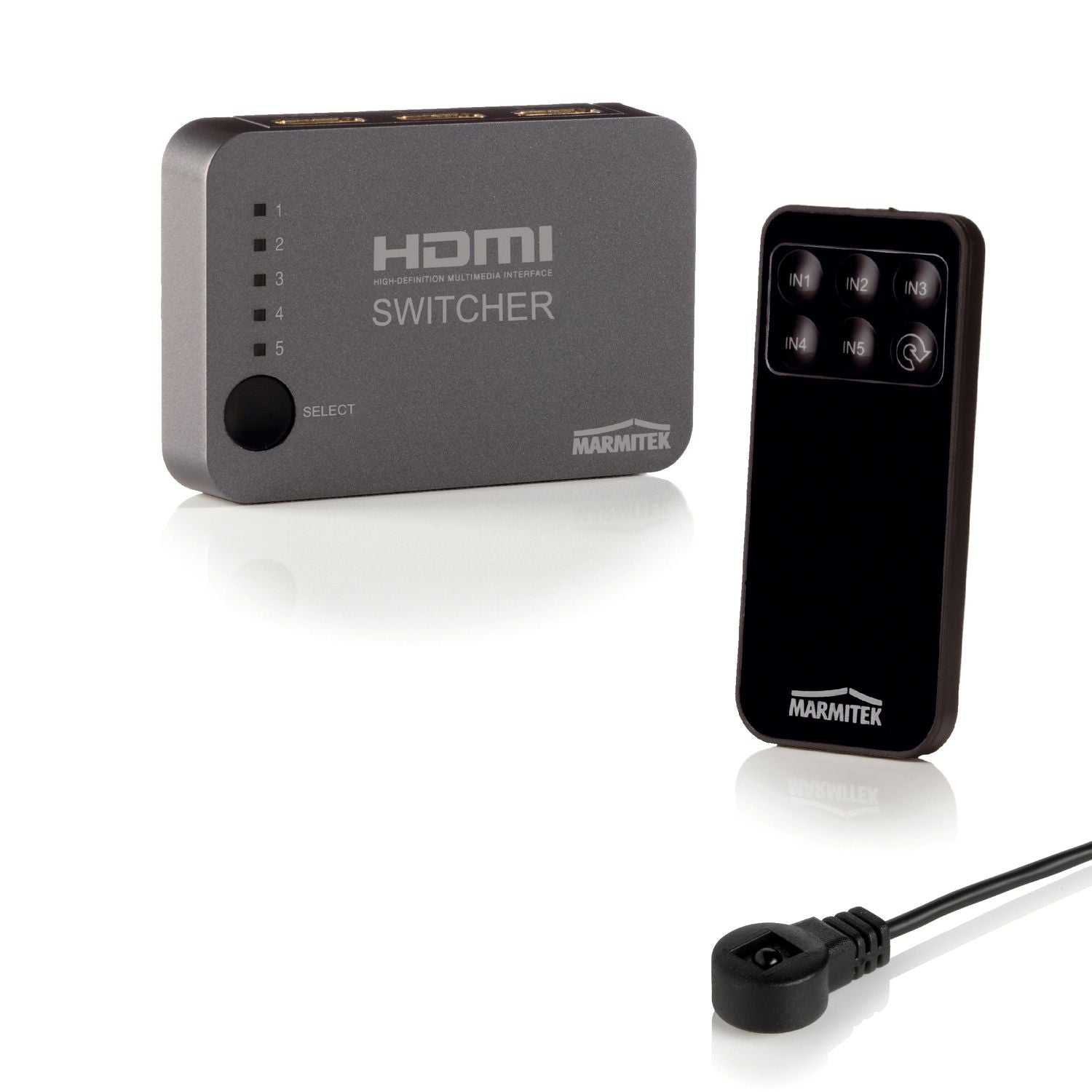 Marmitek Connect 350 UHD HDMI Switcher mit 5 Eingaengen, 4K