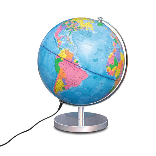 B-STOCK - Magellan Albion Illuminated Globe 25 cm Political Map Silver