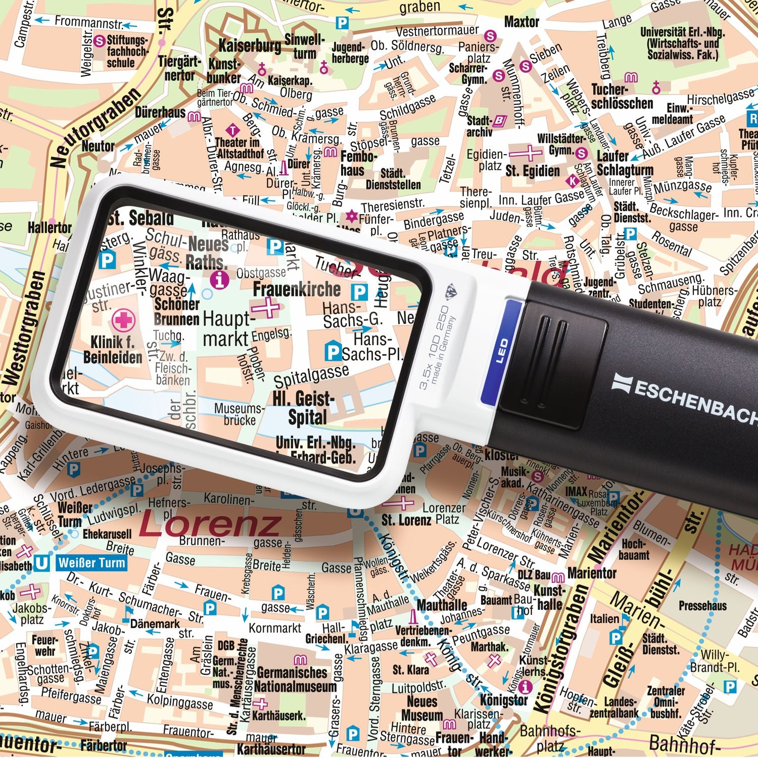 Eschenbach mobilux LED Reading Magnifier, Rectangular Hand Magnifier with Light, Various Variants