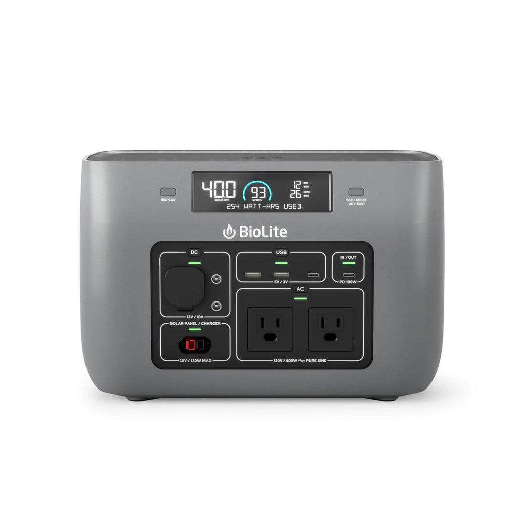 BioLite BaseCharge Power Station Solar Generator with Li-Ion Battery 600 or 1500