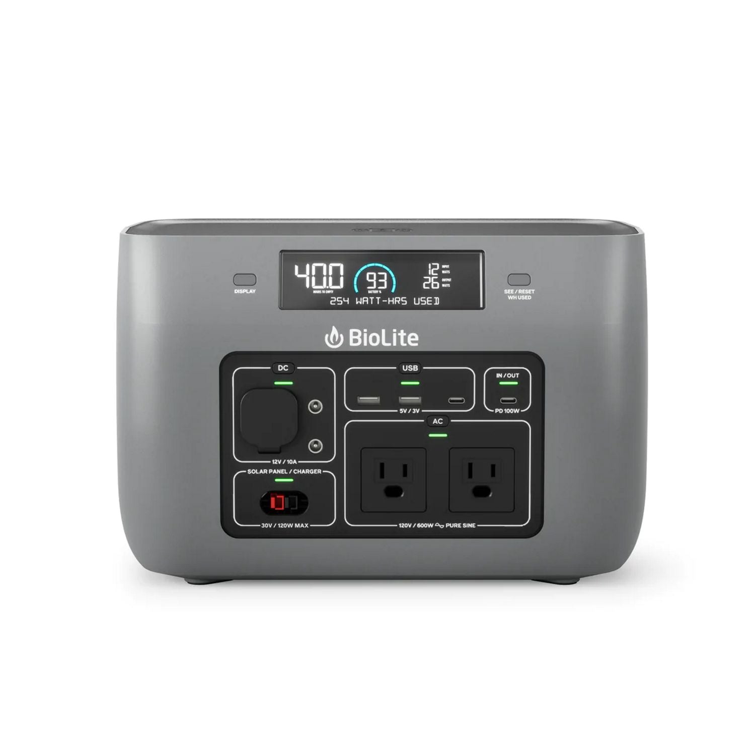 BioLite BaseCharge Power Station Solar Generator with Li-Ion Battery 600 or 1500