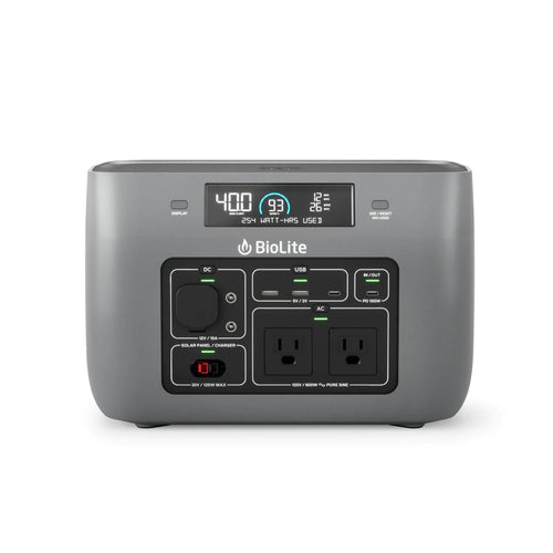 BioLite BaseCharge Power Station Solar Generator with Li-Ion Battery 600 or 1500