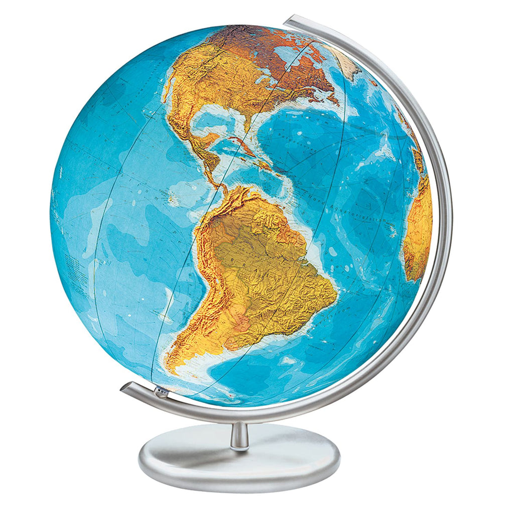 Columbus DUO Illuminated Globe, Desk Globe, D 400 mm, Stainless Steel, Various Variants