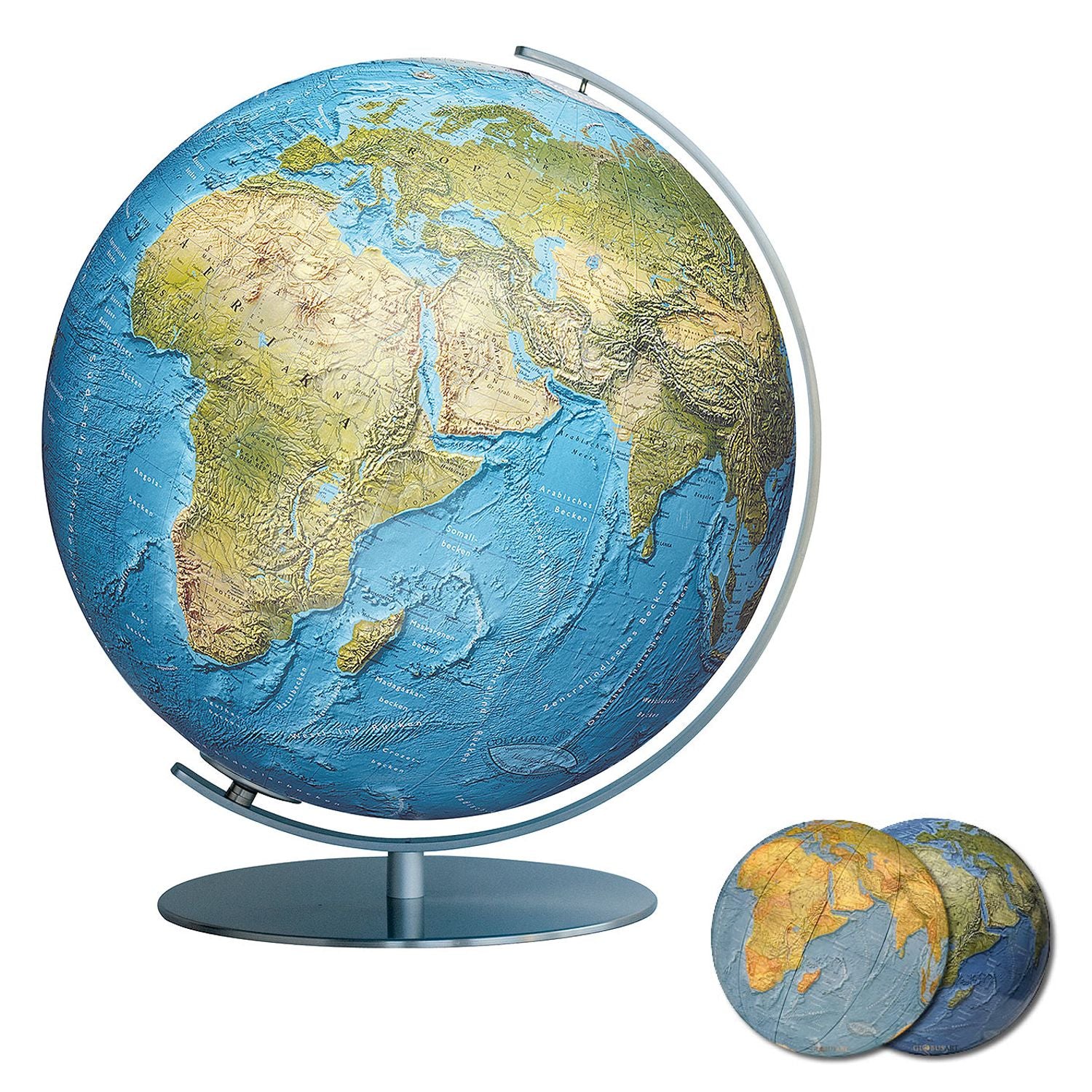 Columbus DUORAMA Illuminated Globe, Table Globe, D 400 mm, stainless steel, various versions