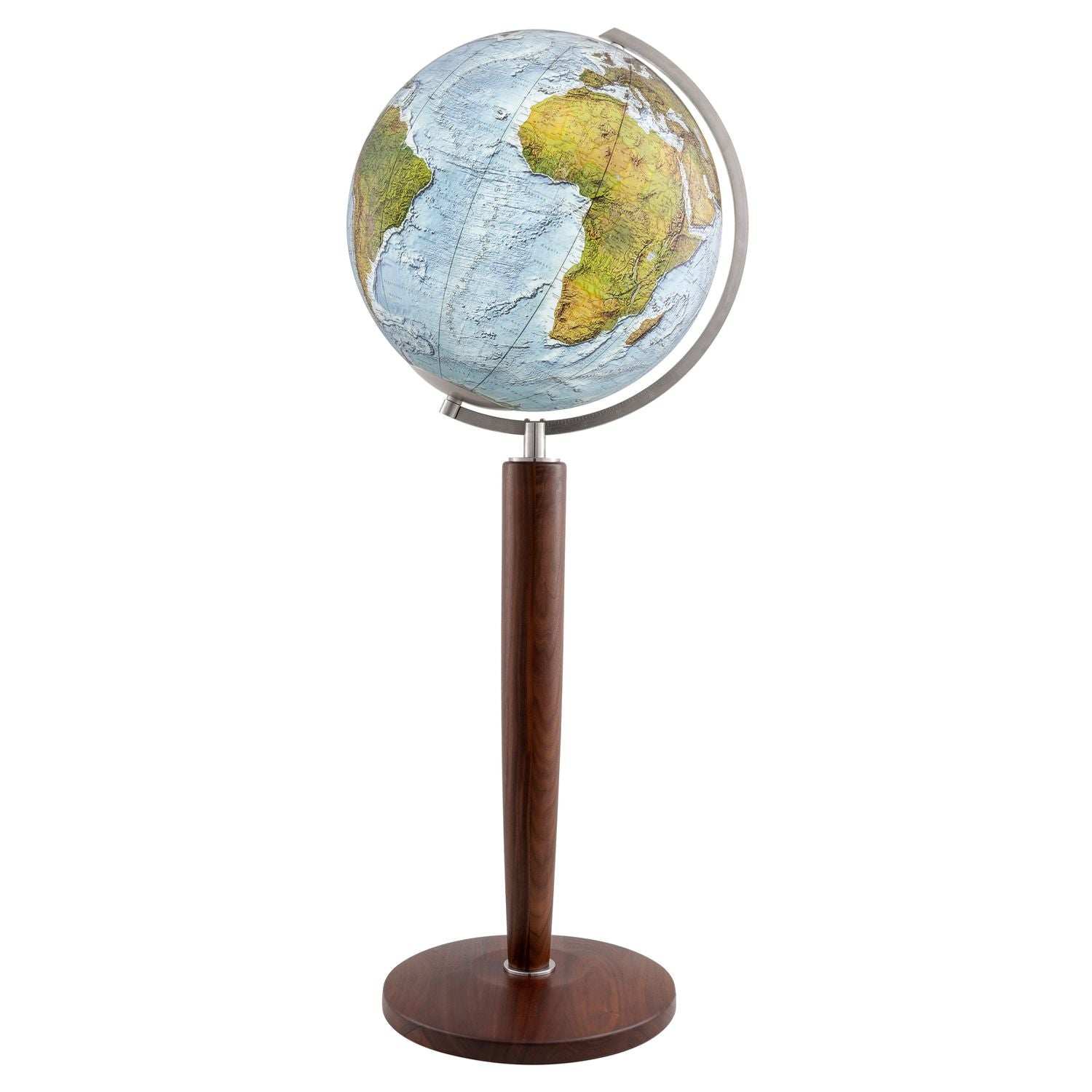 Columbus DUO ALBA Floor Globe Khan 51 cm dia, Crystal Glass and Walnut Column Base