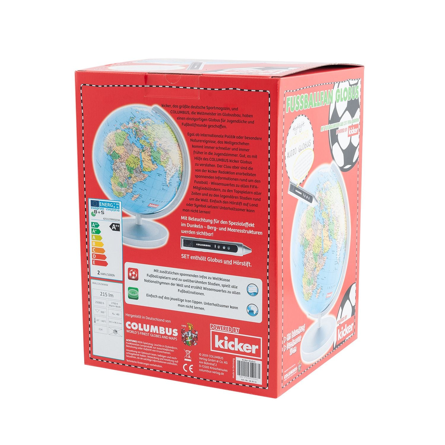 Columbus Illuminated Globe for Football Fans D 26 cm powered by Kicker