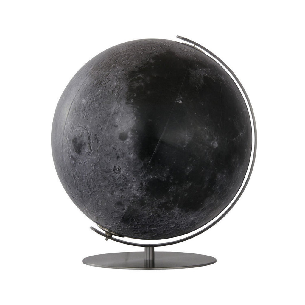 Columbus Illuminated Globe Moon D 40 cm Moon Globe Hand-Laminated with Matt Stainless Steel