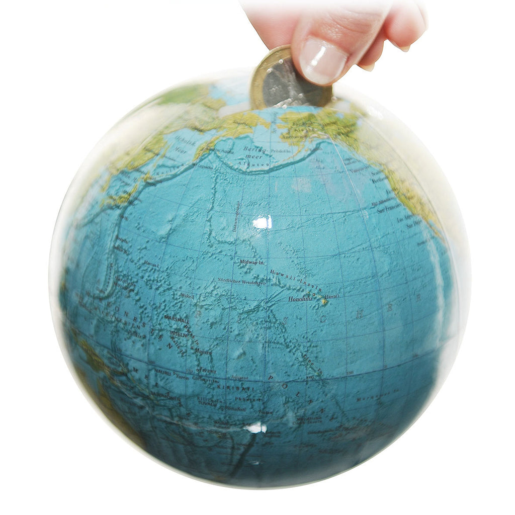 Columbus Mini Globe Money Box, dia. 12 cm, English Map, various variants
