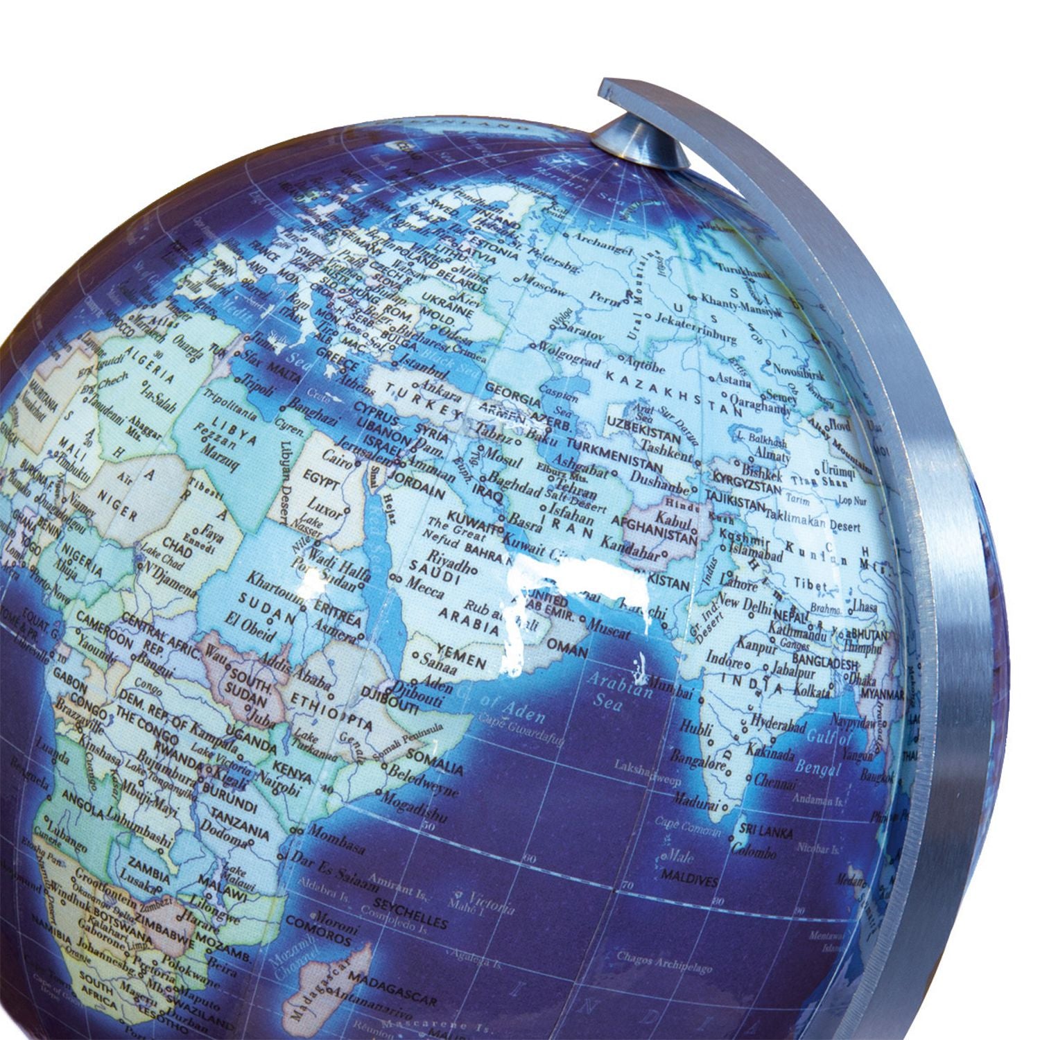 Columbus DUO AZZURRO Mini Globe D 12 cm, Stainless Steel, English Map