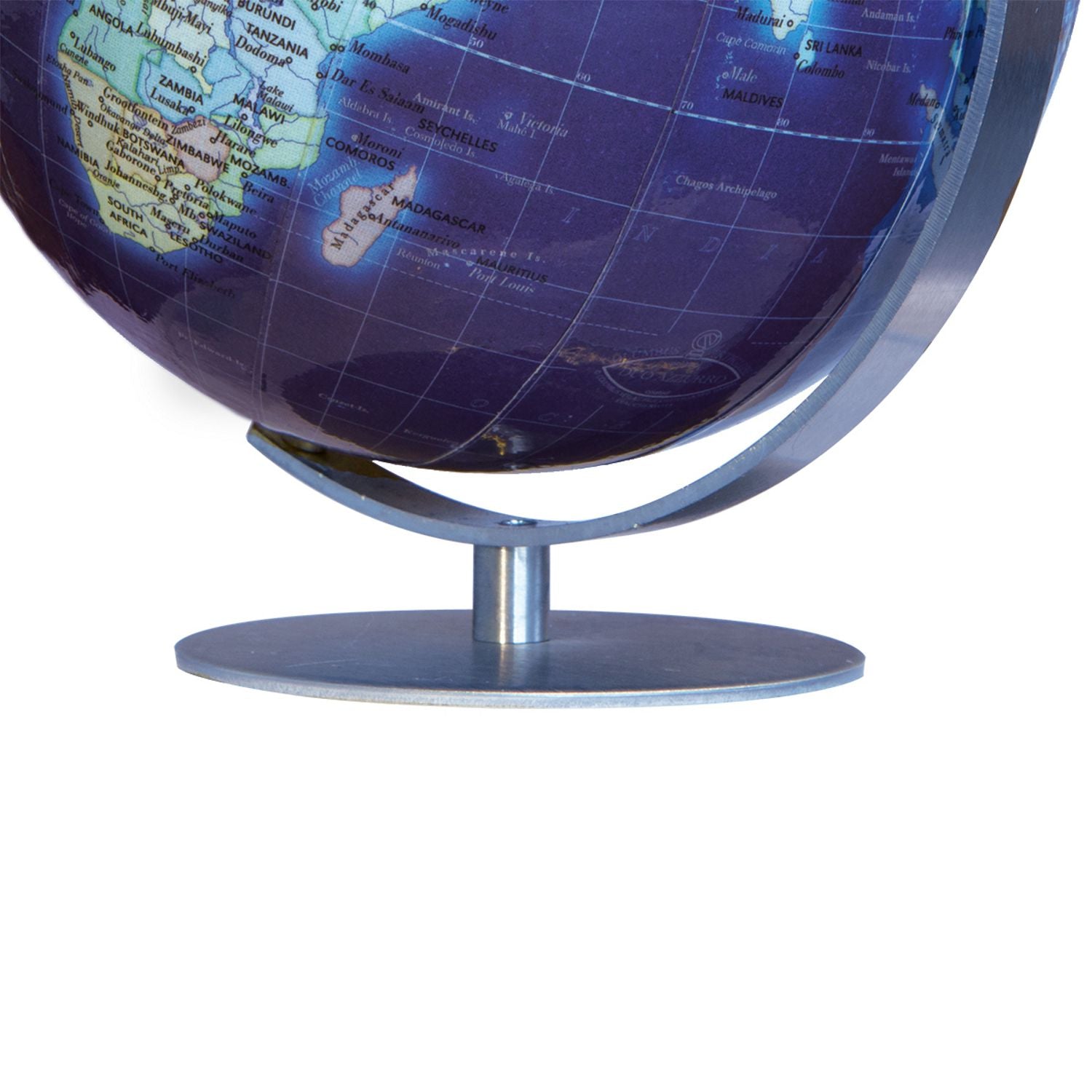 Columbus DUO AZZURRO Mini Globe D 12 cm, Stainless Steel, English Map