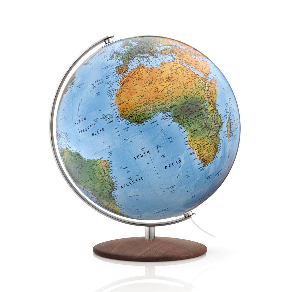 Rathgloben dual-image illuminated globe, hand-laminated, 37cm D, 42cm H, various variants