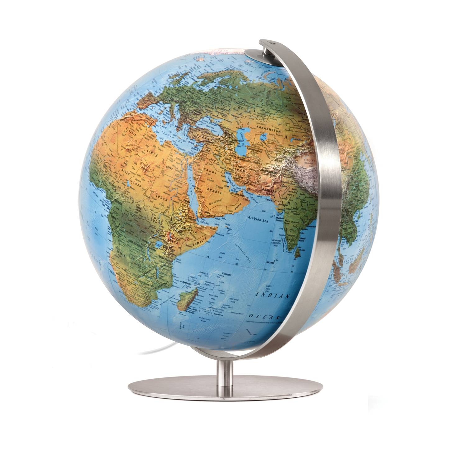 Rathgloben dual-image illuminated globe, hand-laminated, 37cm D, 42cm H, various variants