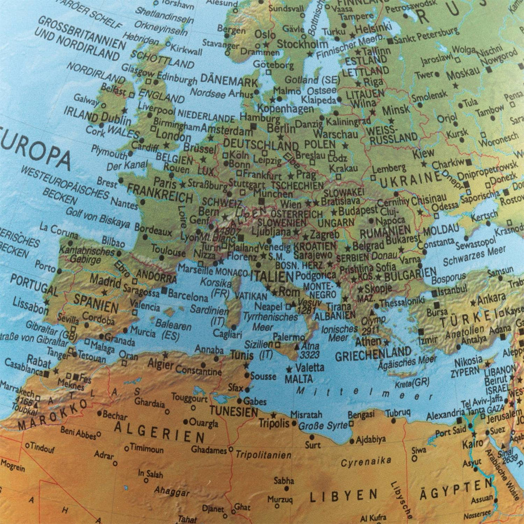 Räthgloben Dual-Image Illuminated Globe, 40cm dia, 61cm H, with Magnifier