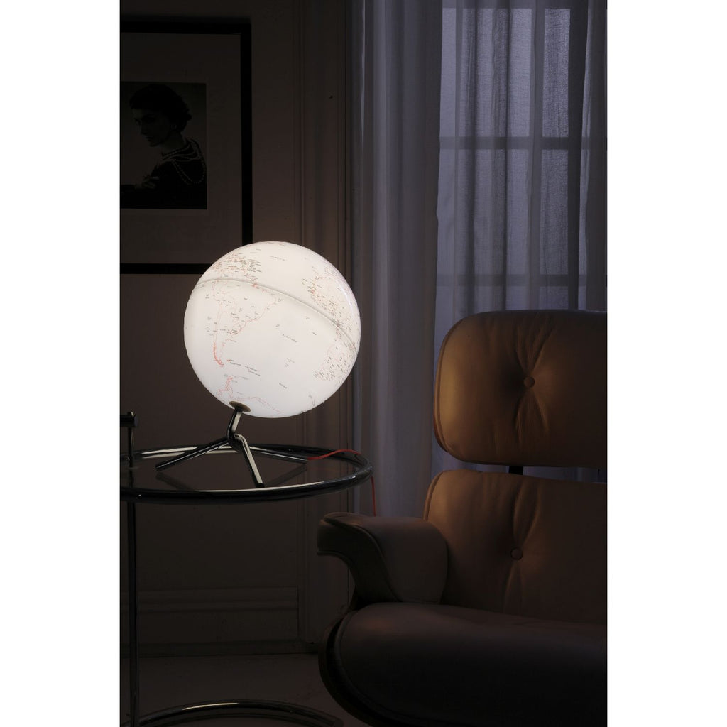 Atmosphere Illuminated Globe Nodo 30 cm Modern Desk Globe with White Sphere