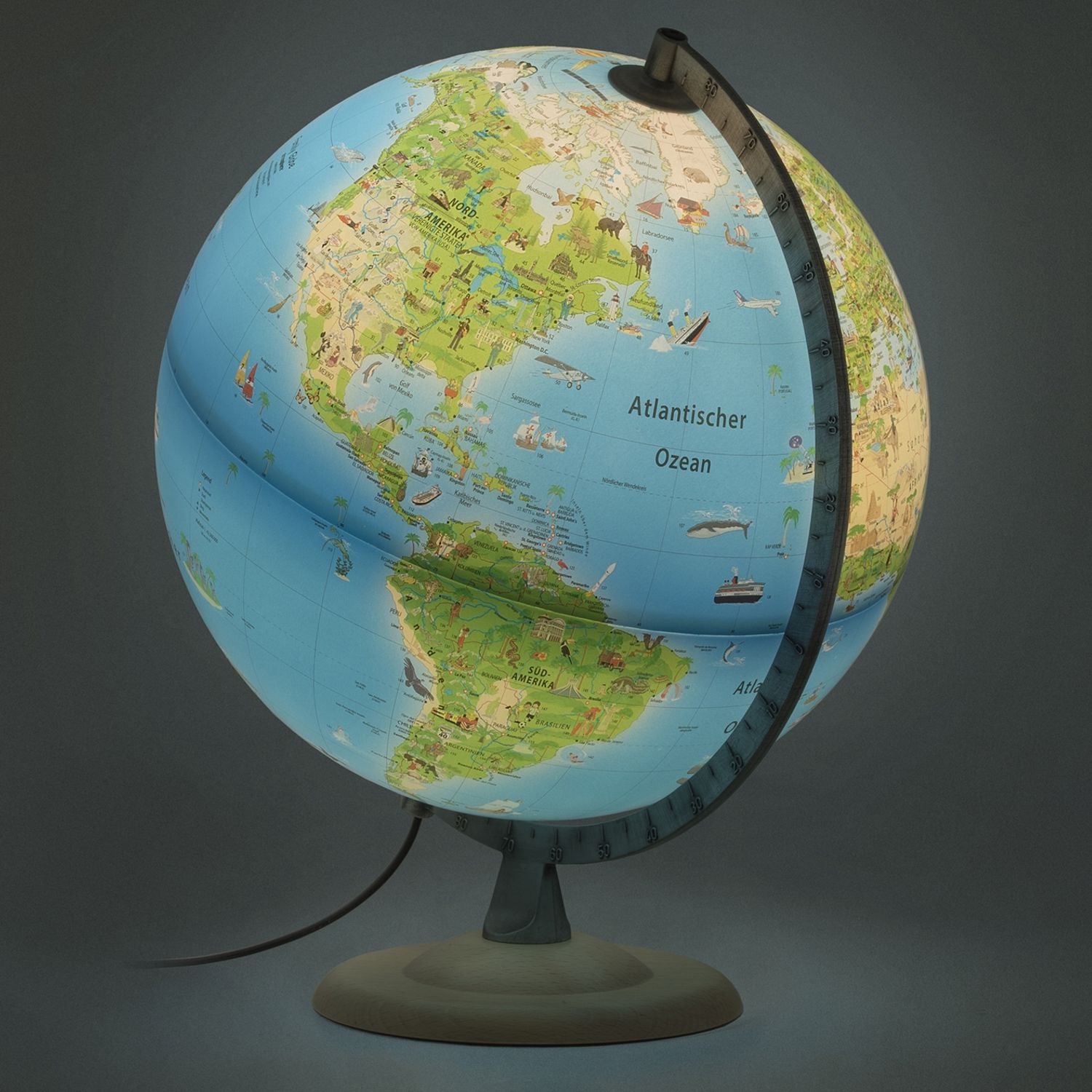 Rathgloben Children's Illuminated Globe, Atmosphere Family, Solid or Silver, 30 cm