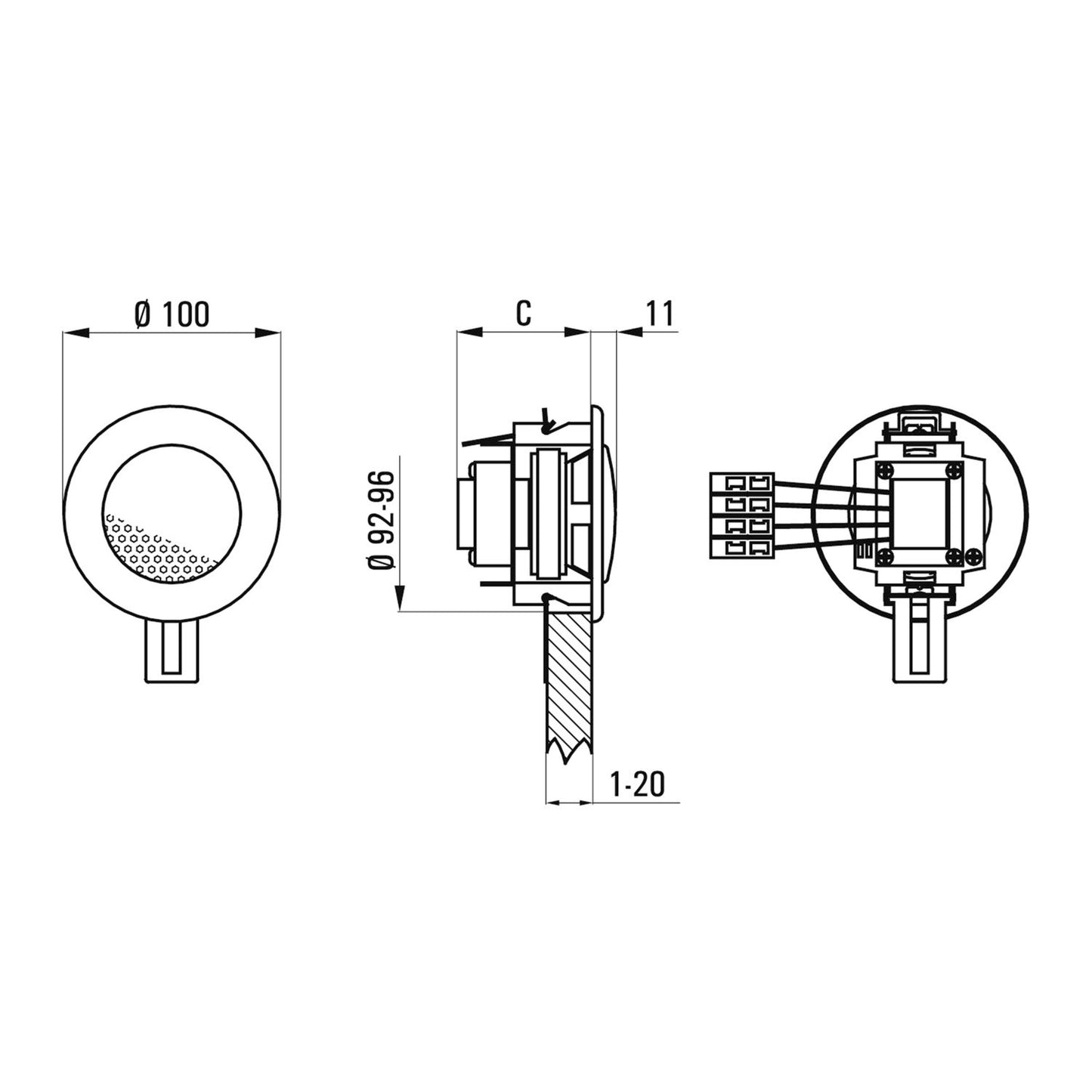 Einbaulautsprecher UP 10-20, 140mm  rund, 20Ohm, Kunsstoff  Weiß