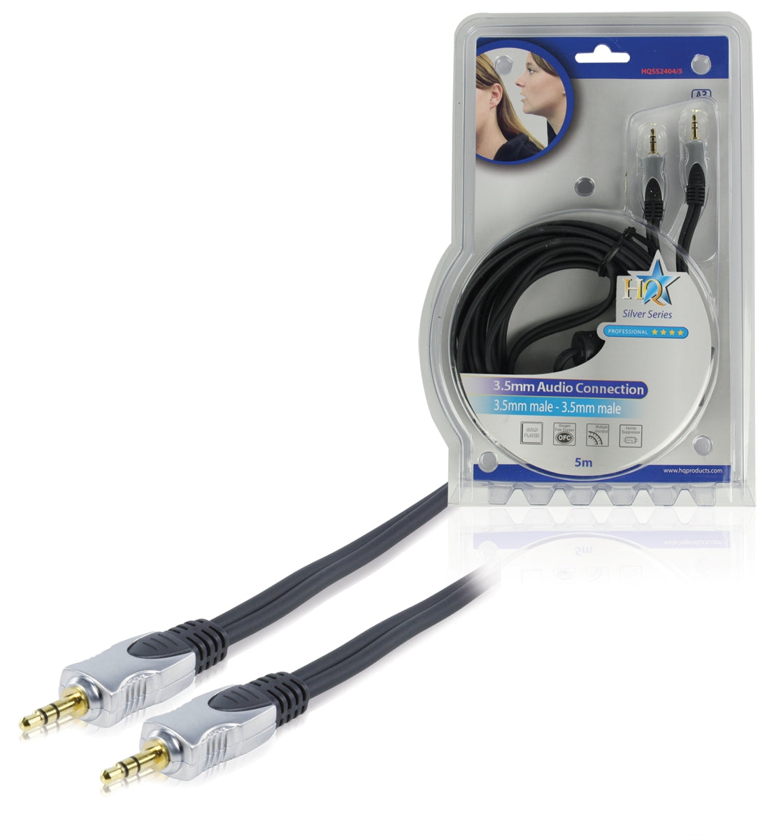 Stereo Klinken-Verbind. Kabel 3,5mm, 5m, Highendqualität