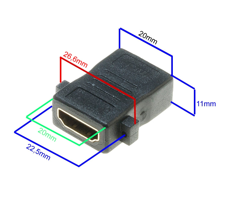 Lyndahl LKPA008 straight HDMI installation adapter, HDMI 1.4 F/F panel adapter, gold-plated