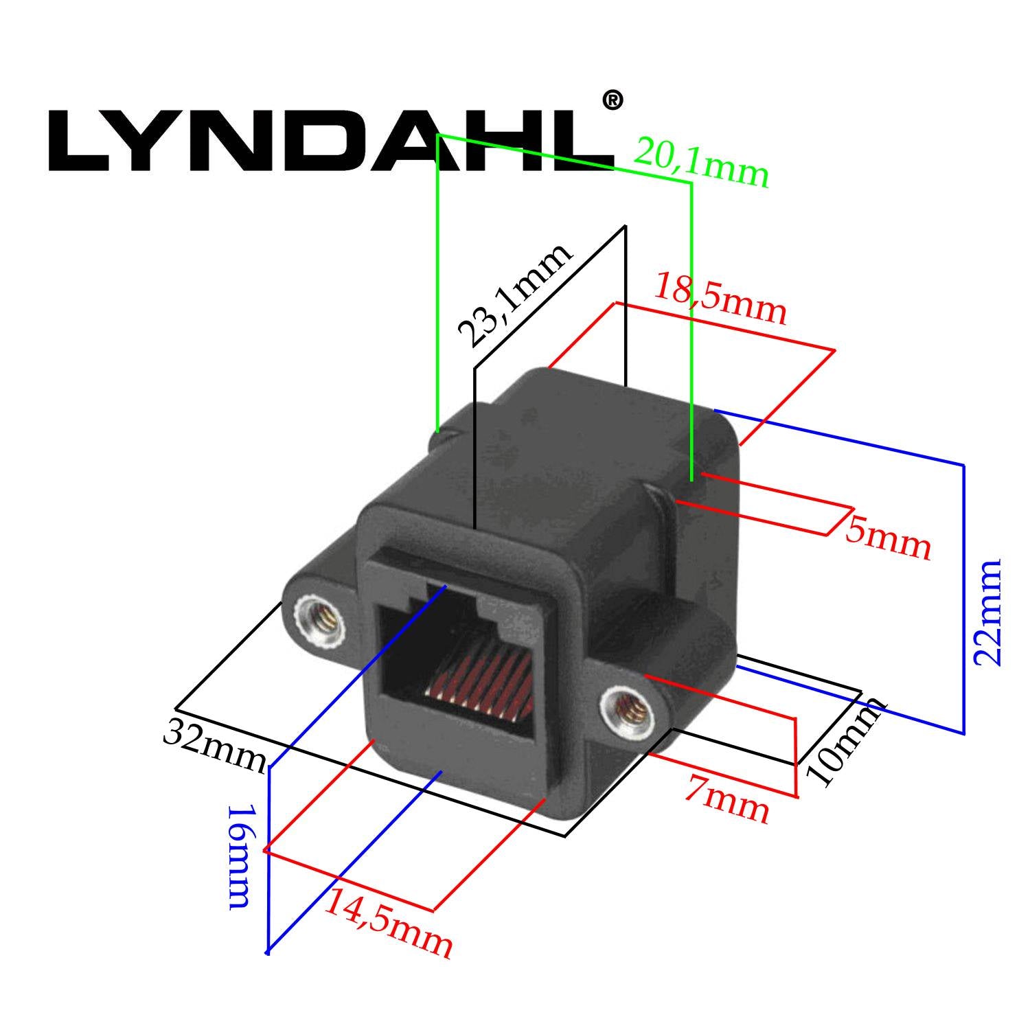 Lyndahl LKPA013 Adapter for front panel mounting RJ45 socket/socket (F/F) CAT 5e