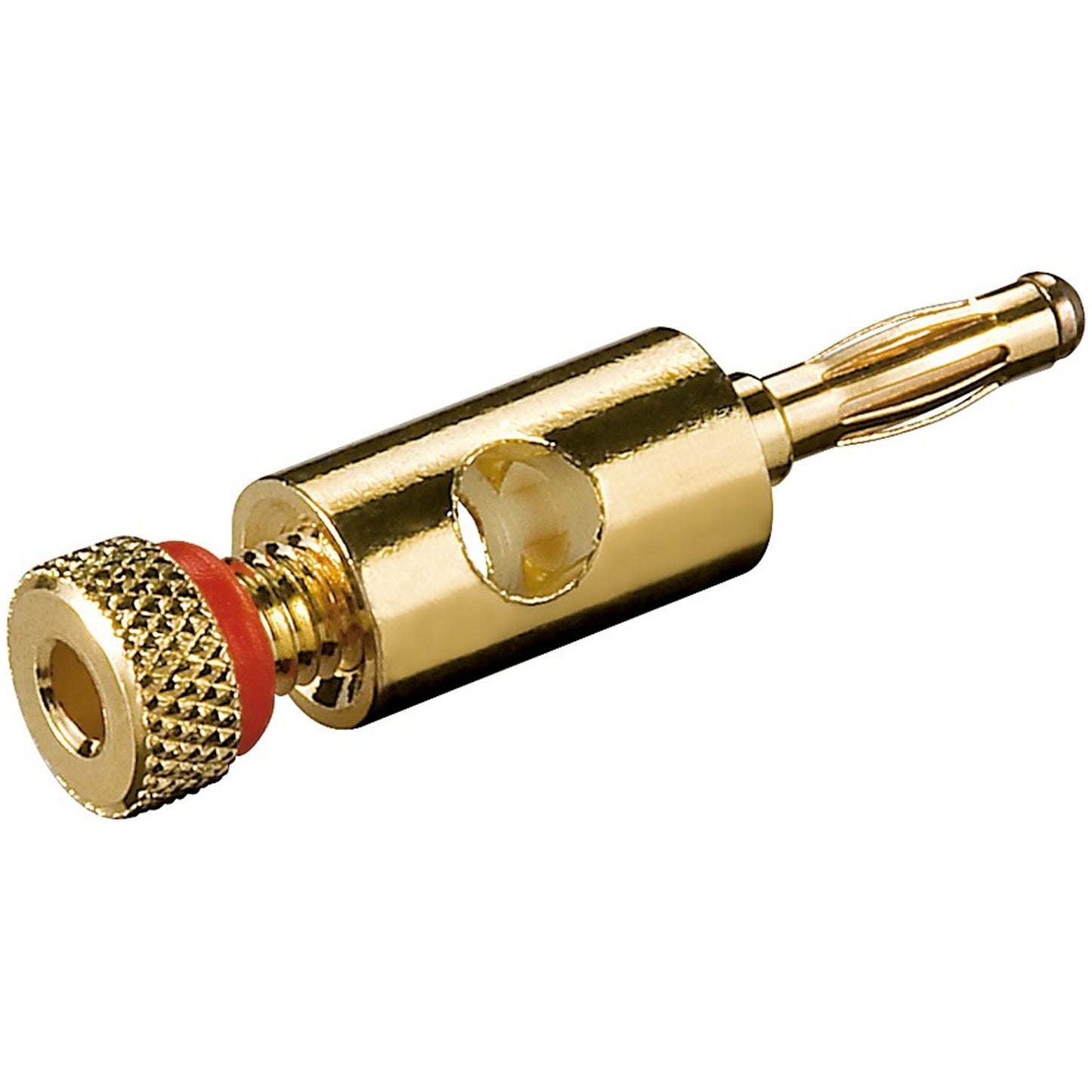 Goldbananenstecker bis 5mm², schraubbbar, Rot