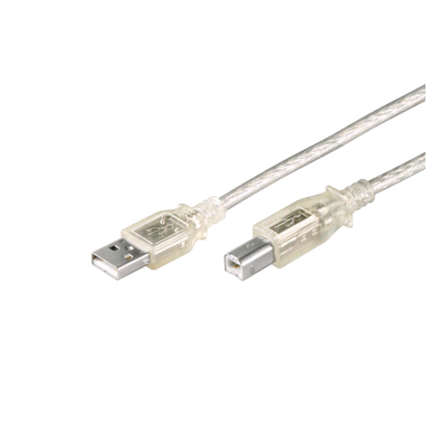 USB 2.0 A Stecker auf B Stecker 1,8m tranparent