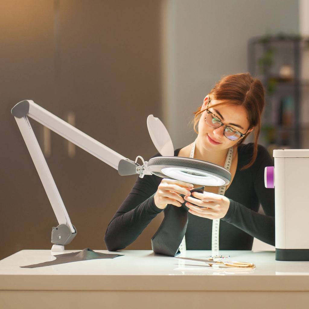 Lumeno LED Magnifying Lamp Series 8213/8215 with 127 mm Lens and Adjustable Brightness, Grey