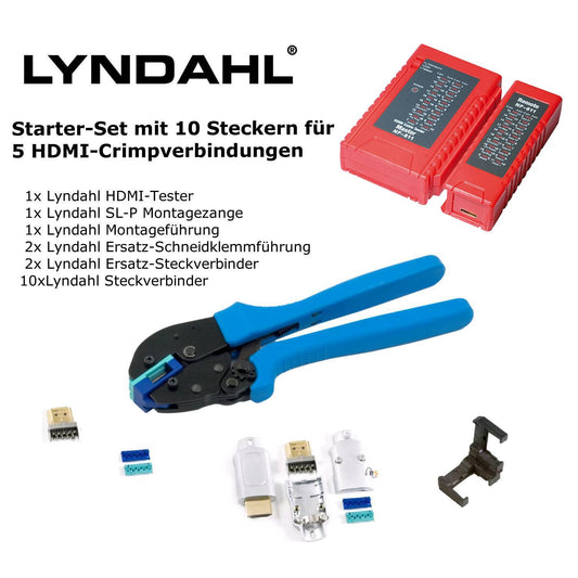 Lyndahl DIY Einsteigerset mit 10 SL-P HDMI-Steckverbindern, Montagezange, Tester