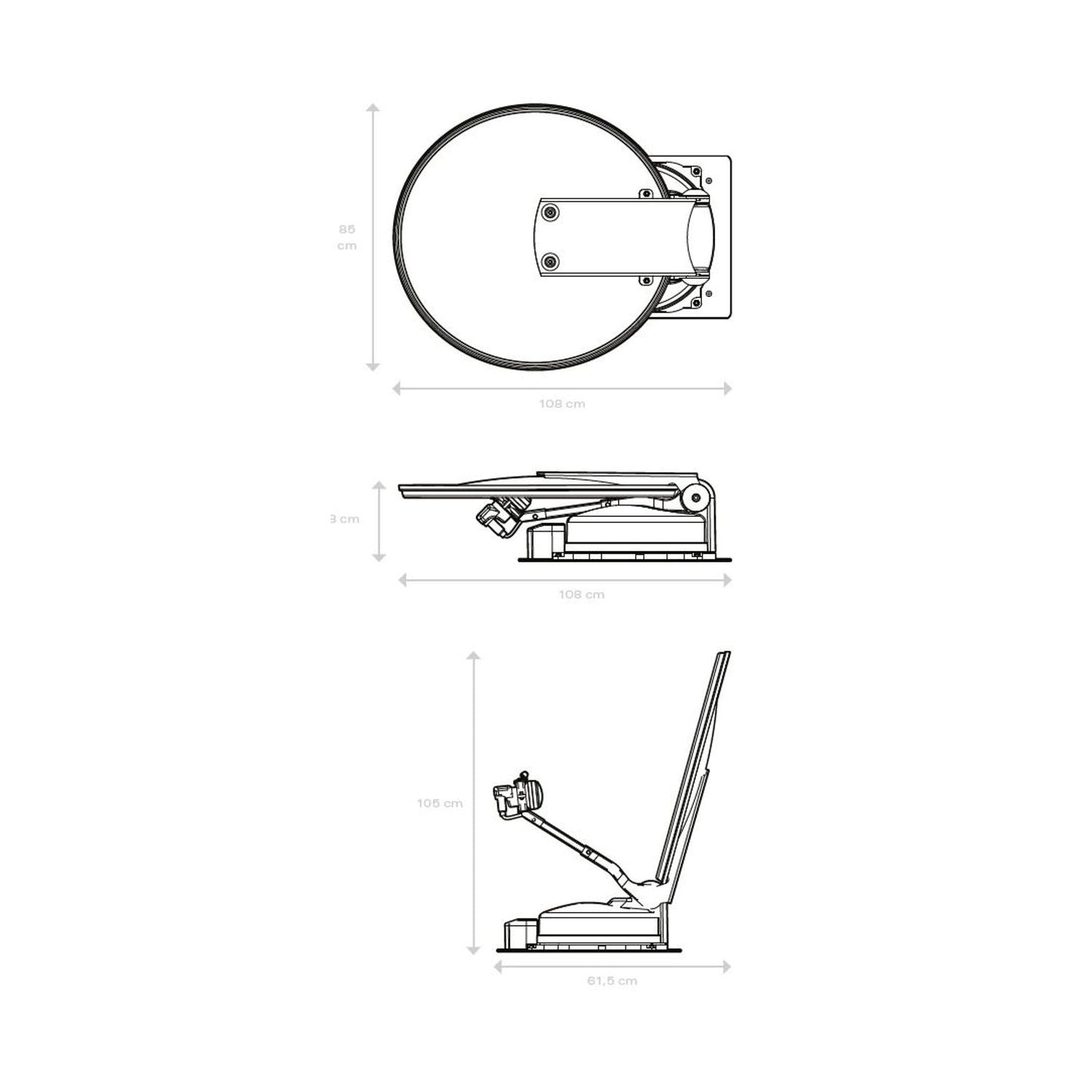 Caratec CASAT850ST Sat-Antenne Smart-D 85 cm mit Twin LNB für größere Wohnmobile