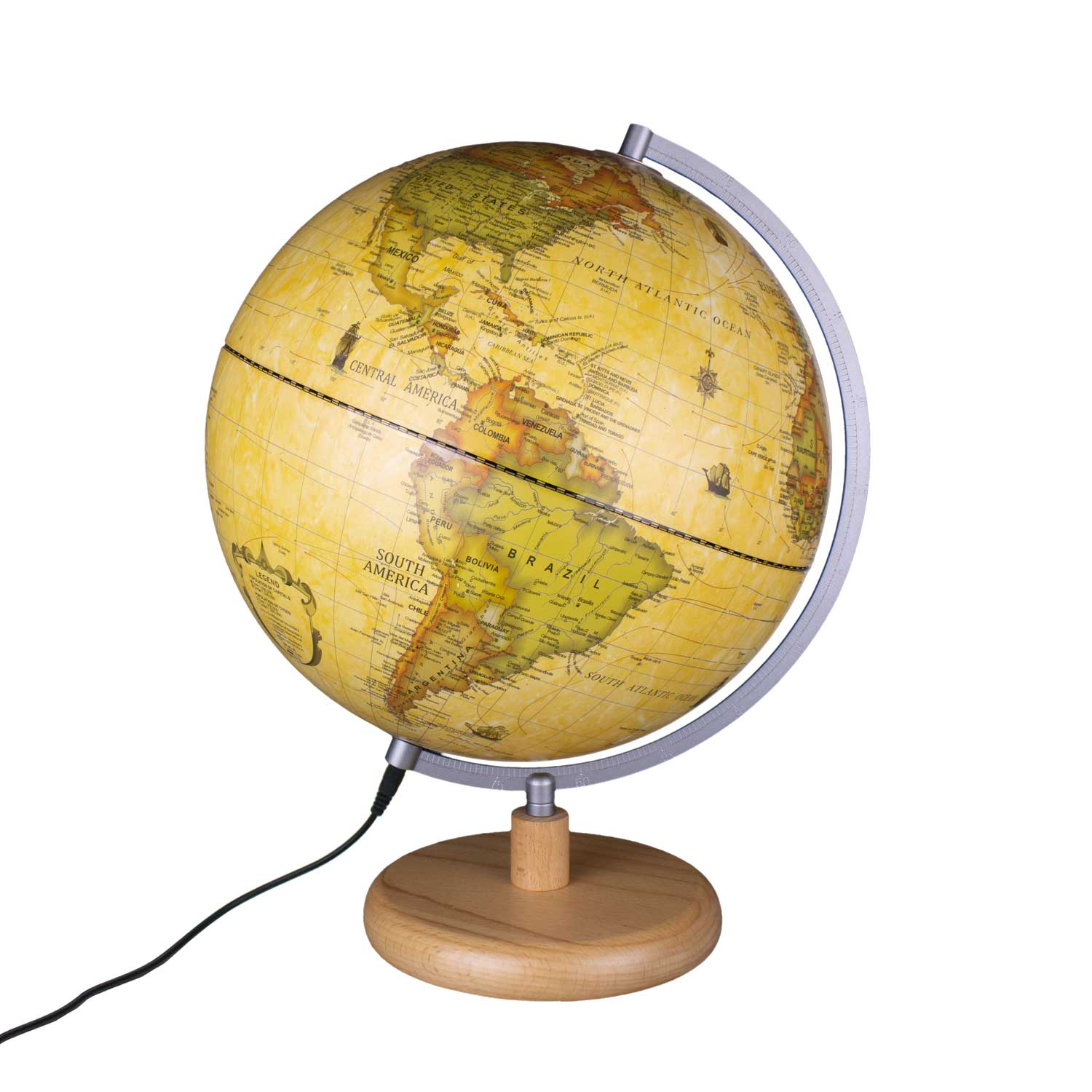 Magellan Mora Illuminated Globe 30 cm with antique map design, second choice