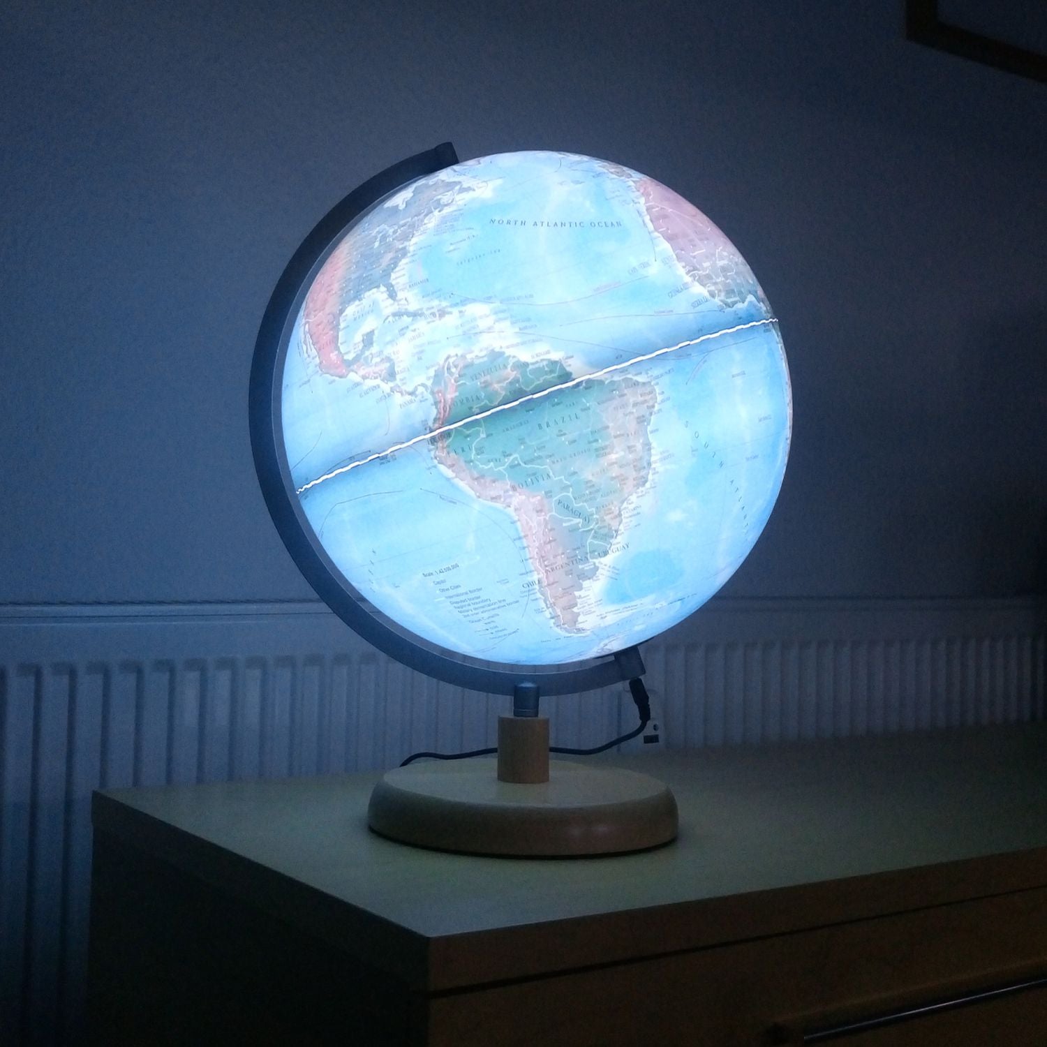 Magellan Mora Topographic Illuminated Globe with Wooden Base